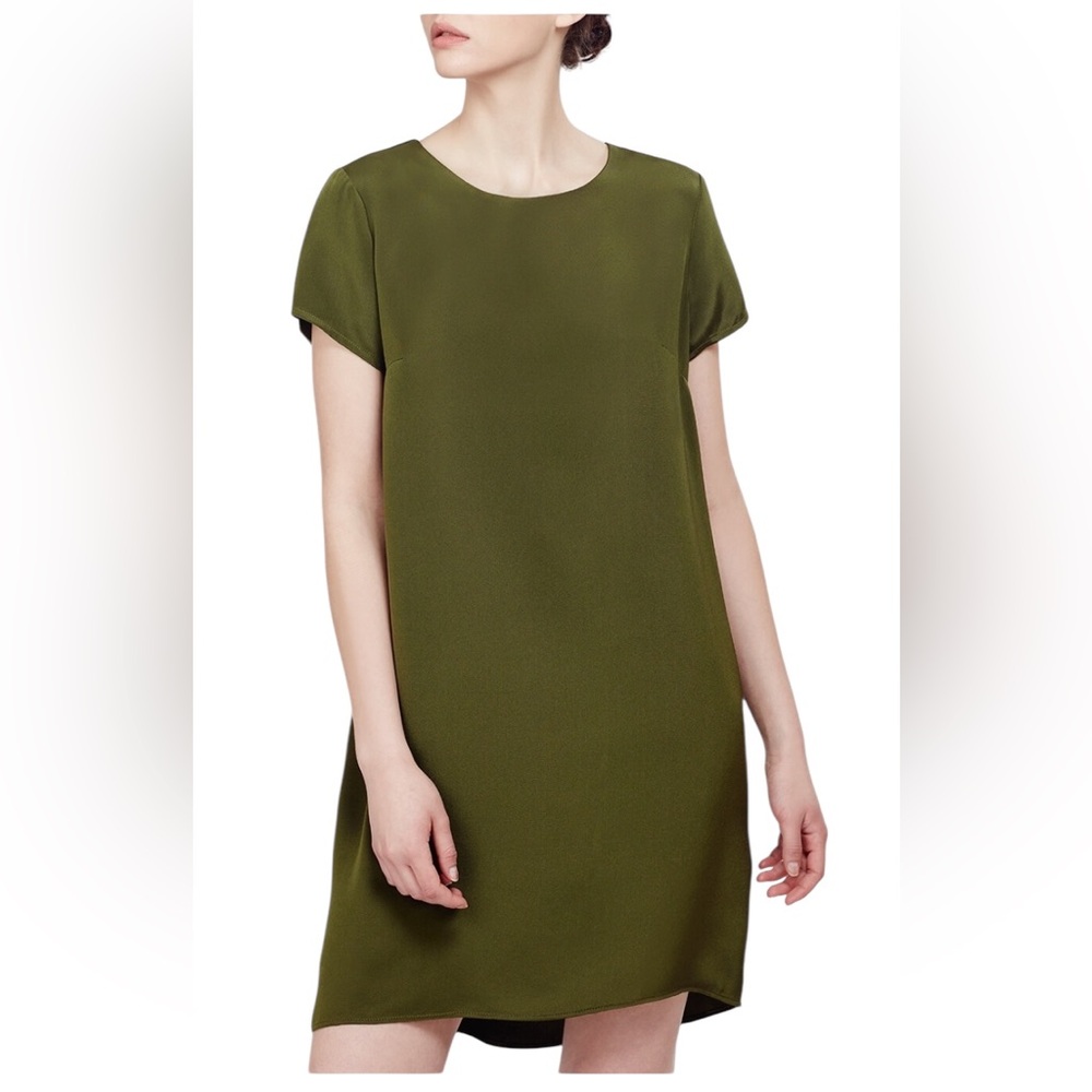 Cuyana Olive Green Short Sleeve Shift Dress